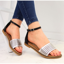 Sandales pour femmes avec rivets noir et argent Filippo 1