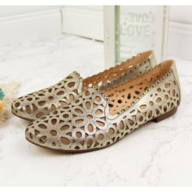 Chaussures femme en cuir ajouré doré Juma 2