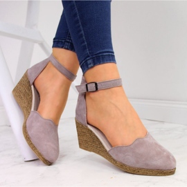 Sandales compensées en cuir pour femmes, rose sale Filippo 1