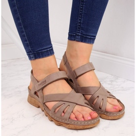 Sandales cuir femme à scratch beige Helios 256 5