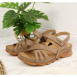Sandales cuir femme à scratch beige Helios 256 4