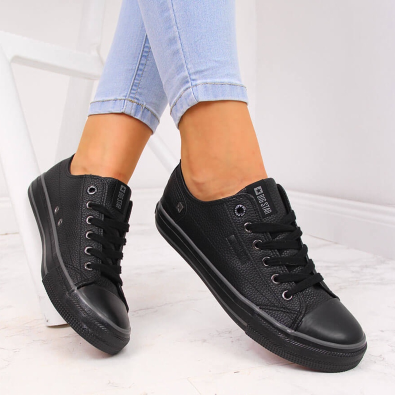 Chaussures basses en cuir écologique noir Big Star II274002 1