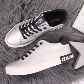 Baskets basses pour femmes en cuir écologique argent Big Star II274034 1