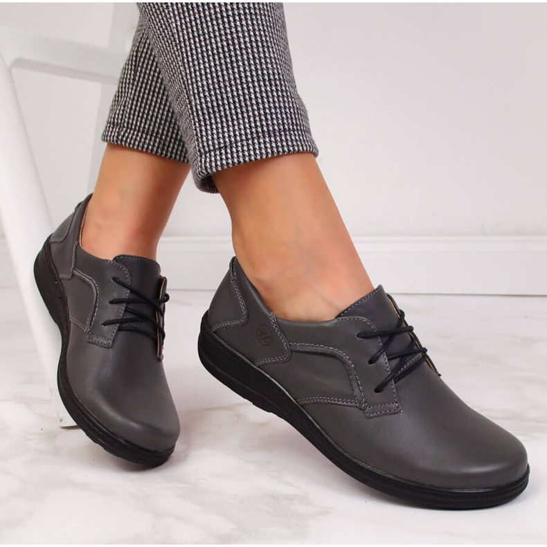 Chaussures en cuir pour femme Helios 715 Gris 1