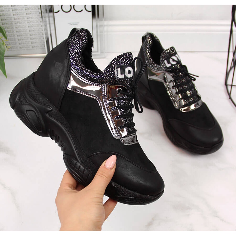 Baskets femme à talon compensé noir Navy Dot le noir 2