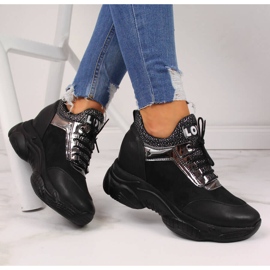 Baskets femme à talon compensé noir Navy Dot le noir 1