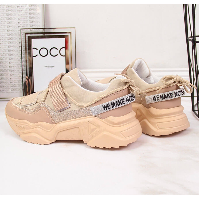 Baskets à semelle épaisse Velcro beige Navy Dot 2