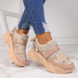 Baskets à semelle épaisse Velcro beige Navy Dot 1