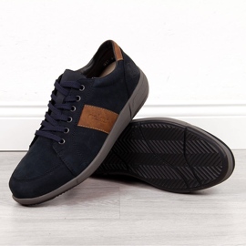 Chaussures décontractées en cuir pour hommes, bleu marine Rieker B0910-14 1