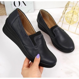 Chaussures confortables en cuir pour femme Helios 349 bleu marine 2