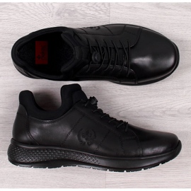 Chaussures casual homme en cuir noir Rieker B7694-00 1