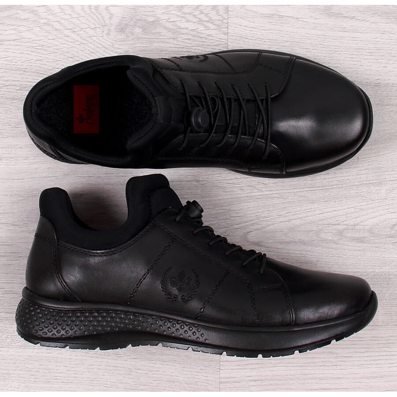 Chaussures casual homme en cuir noir Rieker B7694-00 1