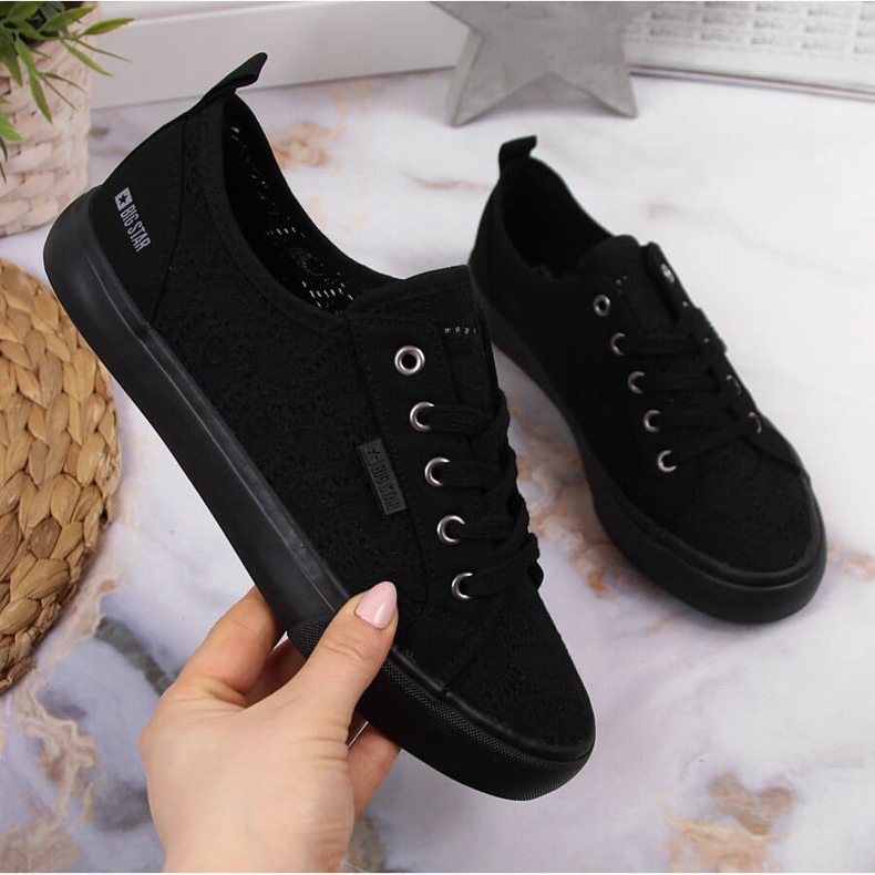 Low-top dentelle textile noir Big Star JJ274064 1 Low-top dentelle textile noir Big Star JJ274064 1