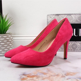 Escarpins à talon aiguille daim fuchsia eVento rose 2