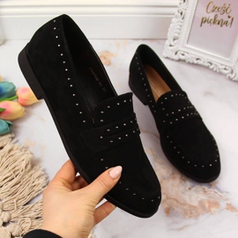 Chaussures femme en daim avec rivets noir Laura La.Fi le noir 3