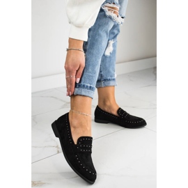 Chaussures femme en daim avec rivets noir Laura La.Fi le noir 8