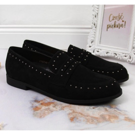 Chaussures femme en daim avec rivets noir Laura La.Fi le noir 4