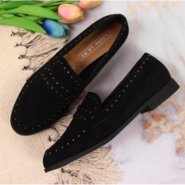 Chaussures femme en daim avec rivets noir Laura La.Fi le noir 2