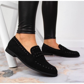 Chaussures femme en daim avec rivets noir Laura La.Fi le noir 5