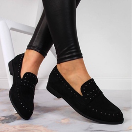 Chaussures femme en daim avec rivets noir Laura La.Fi le noir 1