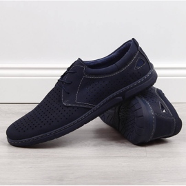 Chaussures ajourées bleu marine pour hommes Łukbut 1447 4
