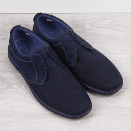 Chaussures ajourées bleu marine pour hommes Łukbut 1447 2
