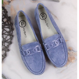 Mocassins femme en cuir bleu Filippo 2