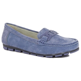 Mocassins femme en cuir bleu Filippo 1
