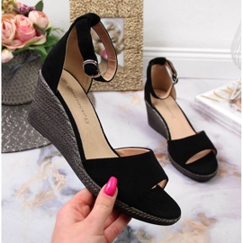 Sandales compensées noires femme Potocki 1