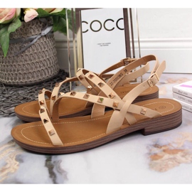 Sandales romaines femme Potocki beiges à clous 4