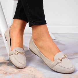 Mocassins pour femmes avec décoration Potocki beige 2
