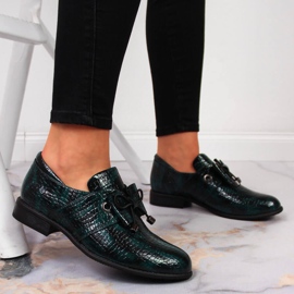 Chaussures pour femmes laquées vertes Jezzi avec un nœud 5