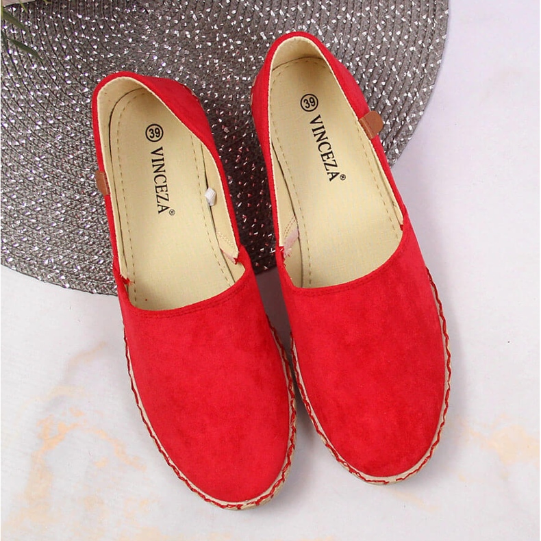 Espadrilles femme Vinceza rouges avec découpe 1
