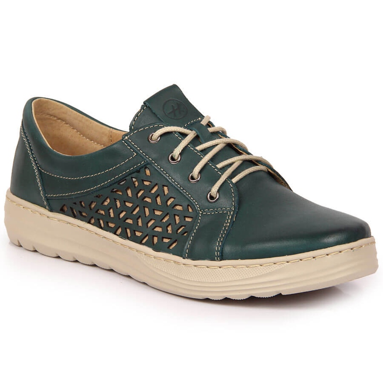 Chaussures confortables en cuir vert pour femme Helios 375 1