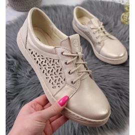 Chaussures femme en cuir confortables, dorées Helios 375 d'or 1