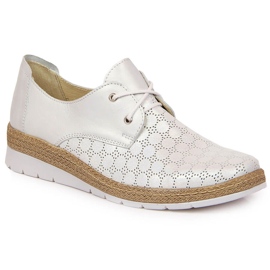 Chaussures confortables en cuir pour femmes, argentées Helios 401 1