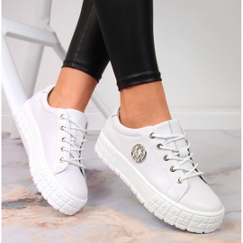 Chaussures en cuir à plateforme pour femmes blanches Filippo 1 Chaussures en cuir à plateforme pour femmes blanches Filippo 1