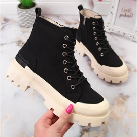 S.Barski Baskets noires pour femmes DA sur la plateforme le noir 1