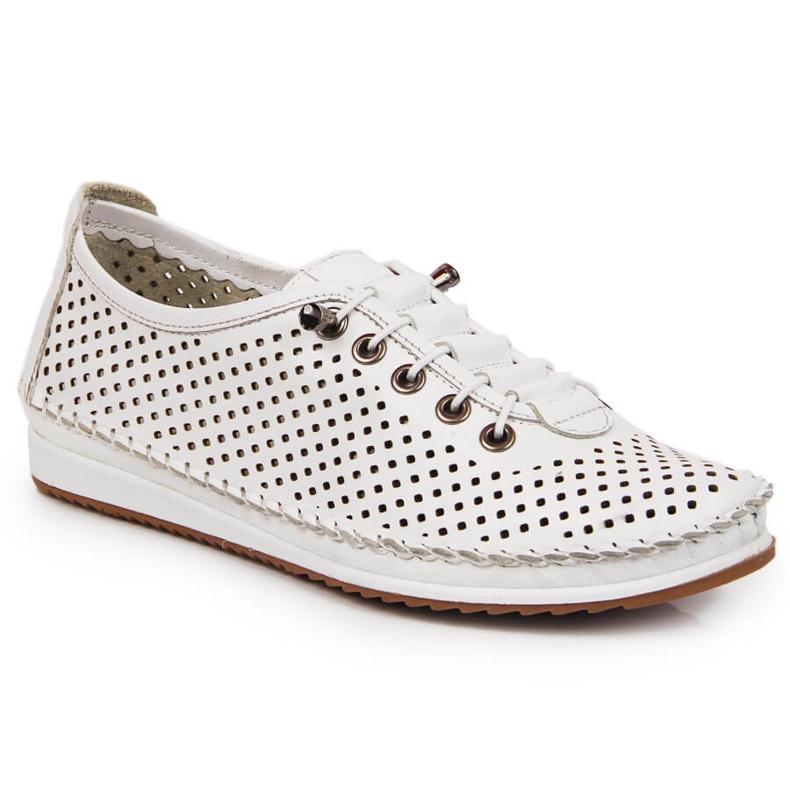 Chaussures femme en cuir ajouré Artiker blanc 1