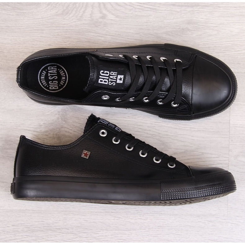 Baskets homme en cuir écologique noir Big Star V174345 1