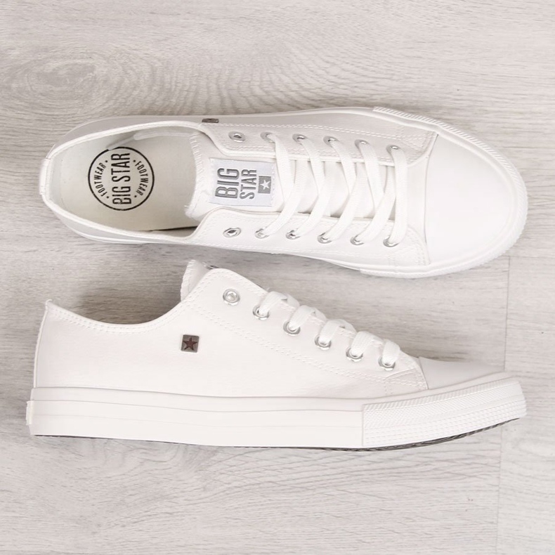 Baskets homme en cuir écologique blanc Big Star V174347 blanche 1