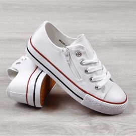 Baskets basses pour enfants avec fermeture éclair, blanches NEWS 1