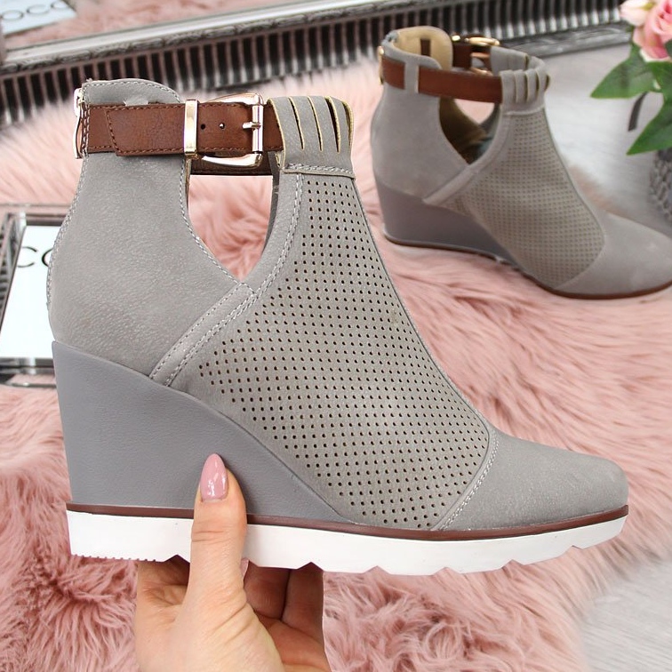 Baskets compensées ajourées grises Filippo grises 2