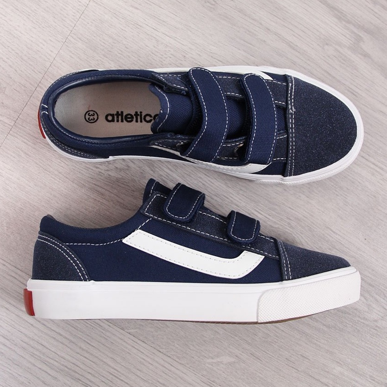Baskets enfant Atletico bleu marine à scratch 1