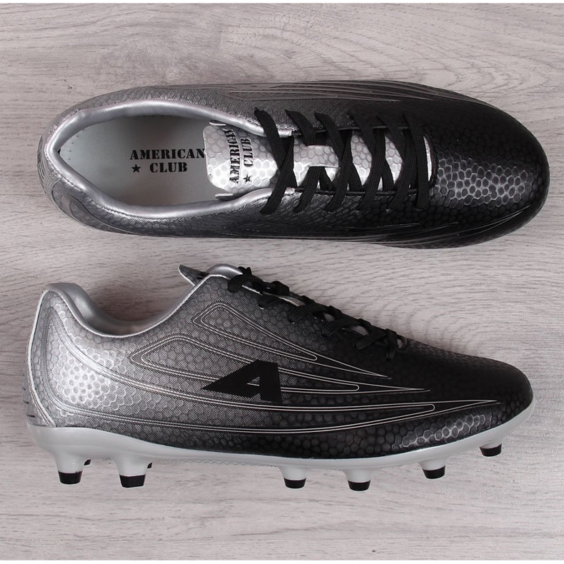 Chaussures de soccer pour hommes American Club noires et argentées noir argent 1