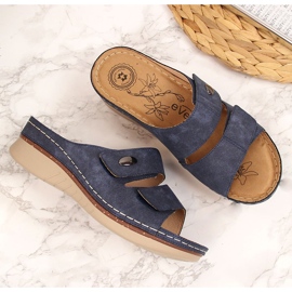 Chaussons velcro eVento bleu marine confortables pour femme 2