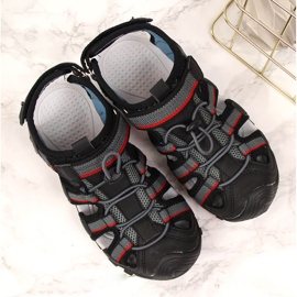 Sandales pour garçons avec velcro noir American Club le noir 1