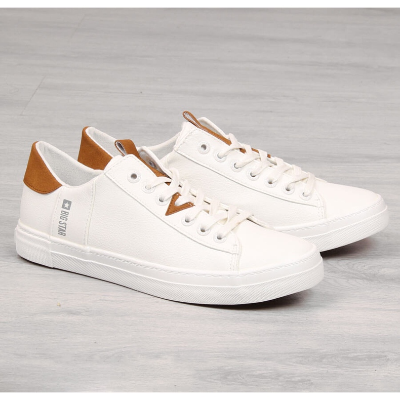 Blanc Baskets basses en cuir écologique pour hommes Big Star GG174025 1