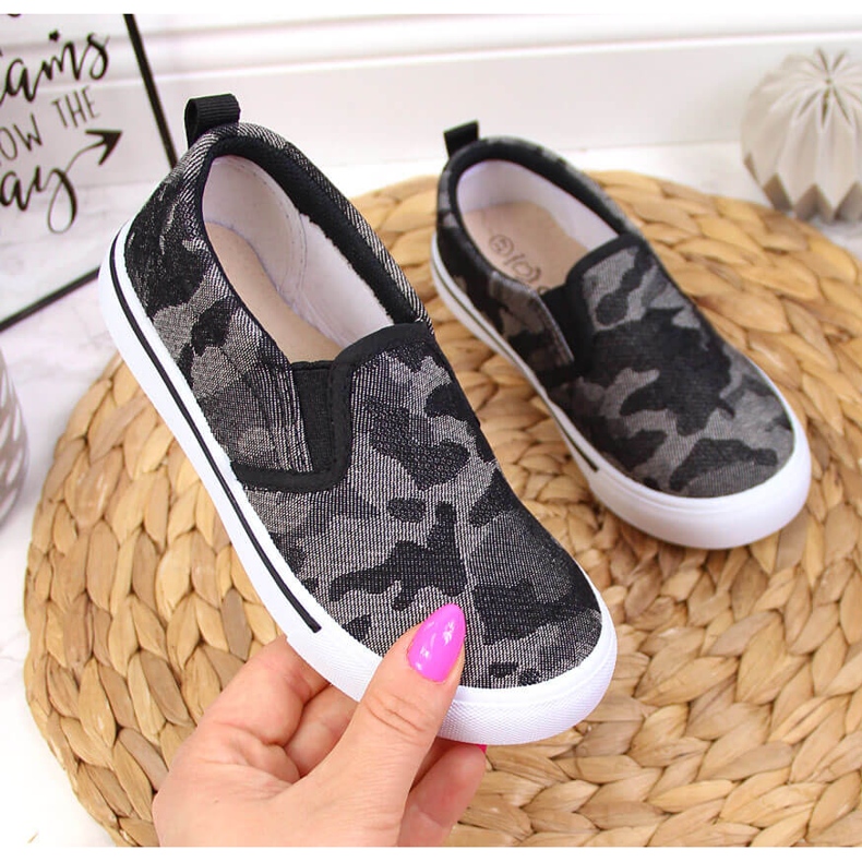 Baskets à enfiler pantoufles pour la maternelle, camo noir Atletico le noir 1