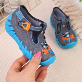 Chaussons pour garçons pour la maternelle, gris et bleu Befado 1 Chaussons pour garçons pour la maternelle, gris et bleu Befado 1